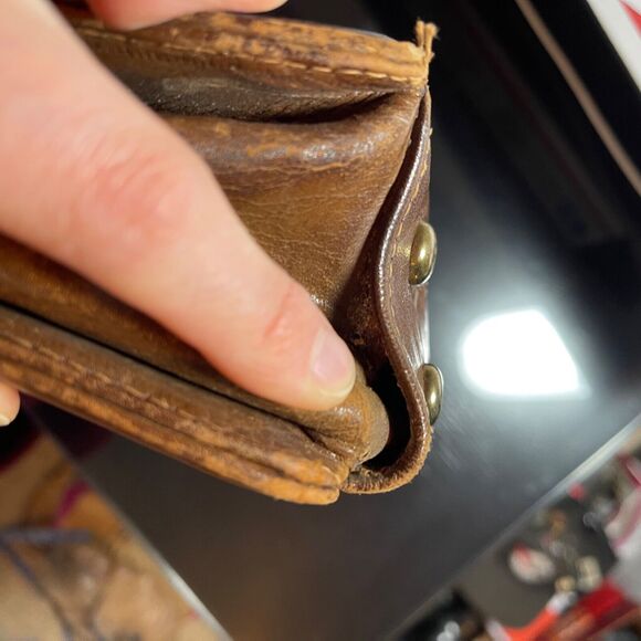 Vintage Brown Leather Hand Tooled Mexican Bag Purse with Duck Pond Scene - Picture 15 of 16